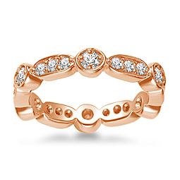 14K Rose Gold Eternity Ring Having Round Diamonds In Pave Setting (0.55 - 0.65 cttw.)