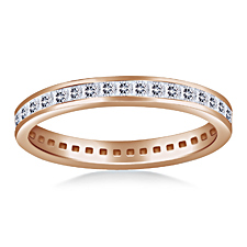 Classic Channel Set Princess Diamond Eternity Ring in 14K Rose Gold (0.85 - 1.02 cttw.)