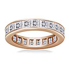 Channel Set Princess Cut Diamond Eternity Ring in 14K Rose Gold (3.35 - 4.03 cttw)