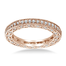 Pave-Set Diamond Eternity Ring In 14K Rose Gold With Milgrain Border (0.55 - 0.65 cttw.)