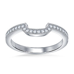 Diamond Wedding Band Curved Nesting Matching Ring in 14K White Gold (1/5 cttw.)