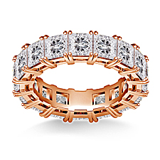 Prong Set Princess Cut Diamond Eternity Ring in 14K Rose Gold (6.34 - 7.54 cttw.)