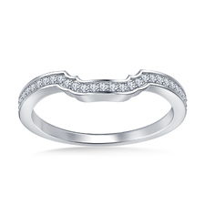 Diamond Wedding Band Curved Scroll Pave Stack Design in 14K White Gold (1/6 cttw.)