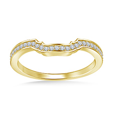 Diamond Wedding Band Curved Scroll Pave Stack Design in 14K Yellow Gold (1/6 cttw.)