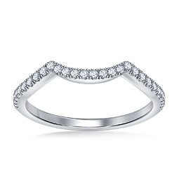 Sculpted Diamond Wedding Band Prong Set in 14K White Gold (1/5 cttw.)