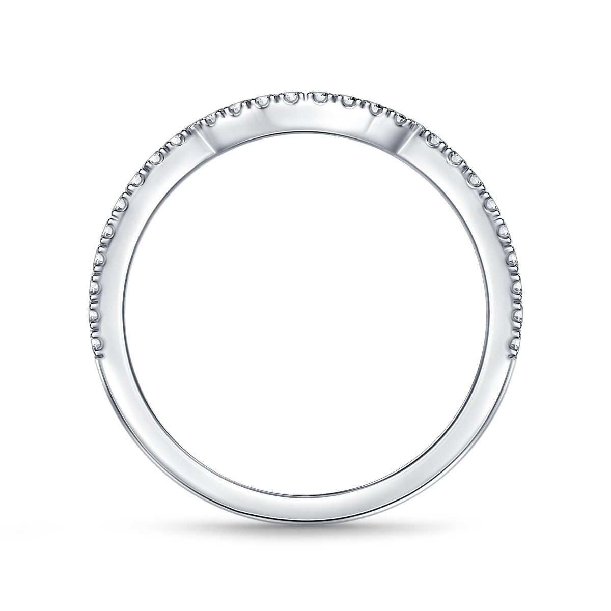 Sculpted Diamond Wedding Band Prong Set in 18K White Gold (1/5 cttw.) view 2