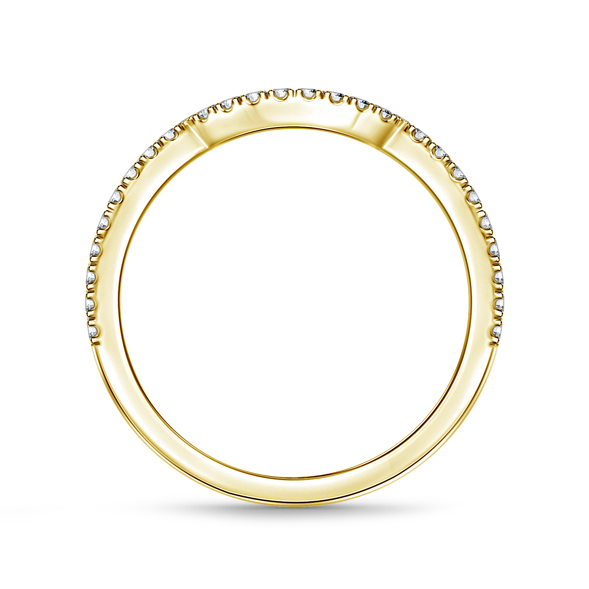 Sculpted Diamond Wedding Band Prong Set in 18K Yellow Gold (1/5 cttw.) view 2