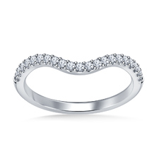 Petite Diamond Wedding Band Curved Scalloped Design in 18K White Gold (1/4 cttw.)