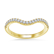 Petite Diamond Wedding Band Curved Scalloped Design in 18K Yellow Gold (1/4 cttw.)