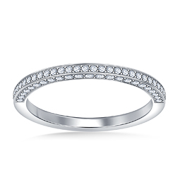 Pave Diamond Wedding Band with Diamond on three sides in 14K White Gold (1/2 cttw.)