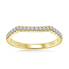 Scuplted Diamond Wedding Band Petite Design in 14K Yellow Gold (1/4 cttw.)