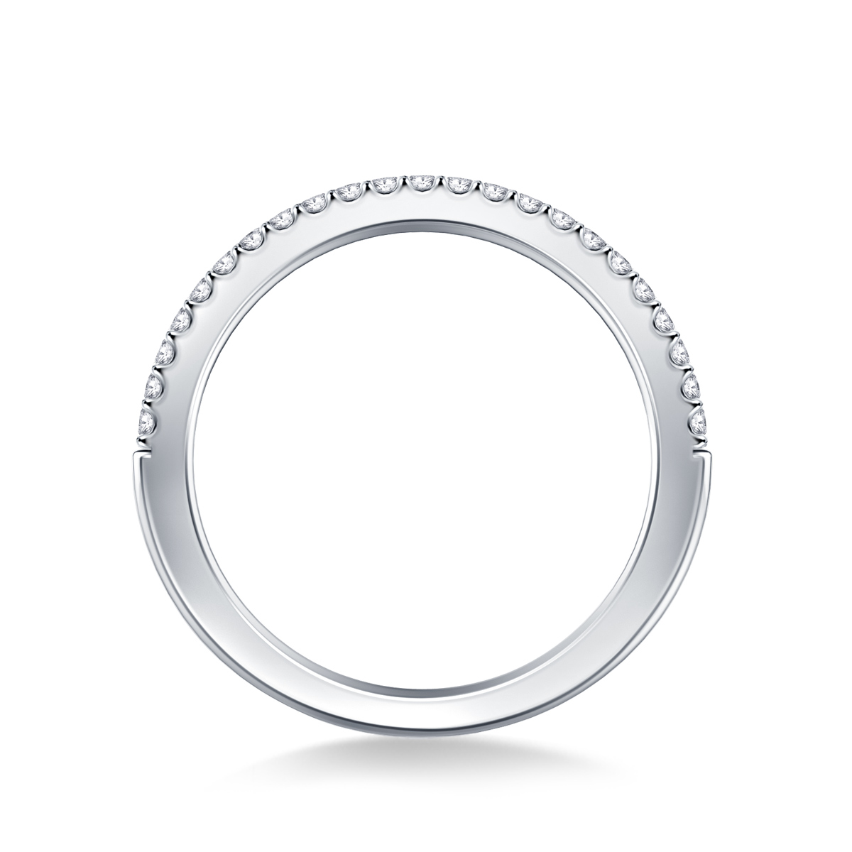 Floating Diamond Petite Wedding Band Shared Prong in 18K White Gold (1/4 cttw.) view 2