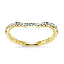 Curved Petite Diamond Wedding Band in 14K Yellow Gold (1/5 cttw.)
