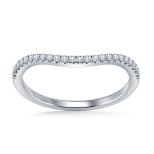 Curved Petite Diamond Wedding Band in 18K White Gold (1/5 cttw.)