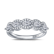 Diamond Halo Five Stone Wedding Ring with Fancy Marquise & Round Diamond in 14K White Gold (1.00 cttw.)