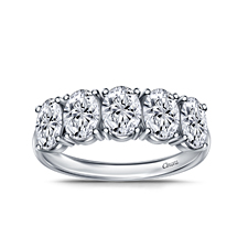 Five Stone Fancy Oval Diamond Wedding Ring in 14K White Gold (2 1/4 cttw.)