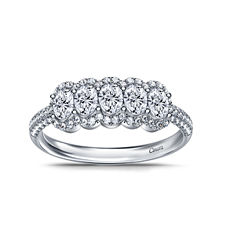 Diamond Halo Five Stone Wedding Ring with Fancy Oval Diamonds in 14K White Gold (1 1/5 cttw.)