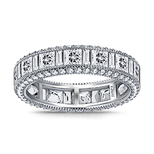 Eternity Band with Channel & Pave Set Round, Princess & Baguette Diamonds in 14K White Gold (5 3/8 cttw.)