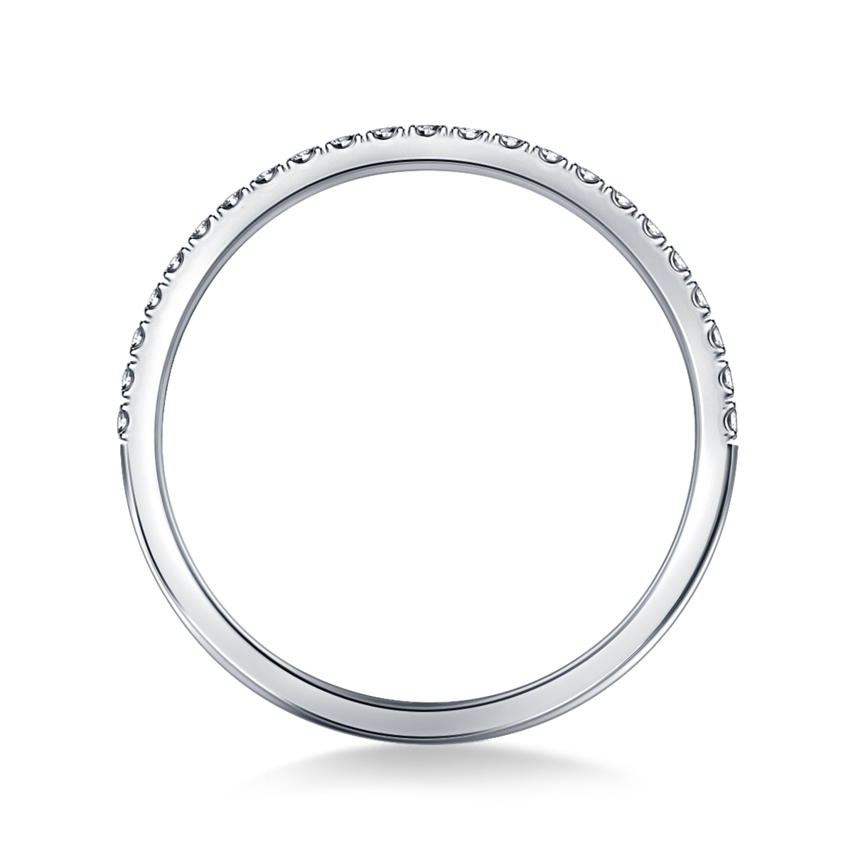 Prong Set Diamond Wedding Band Set Half Way in Platinum (1/5 cttw.) view 2
