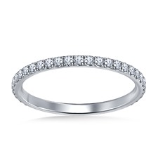 Classic Diamond Wedding Band with Prong Settings in 18K White Gold (3/8 cttw.)