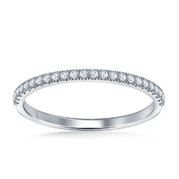 Diamond Wedding Band Set Half Way with Prong Settings in 14K White Gold (1/5 cttw.)