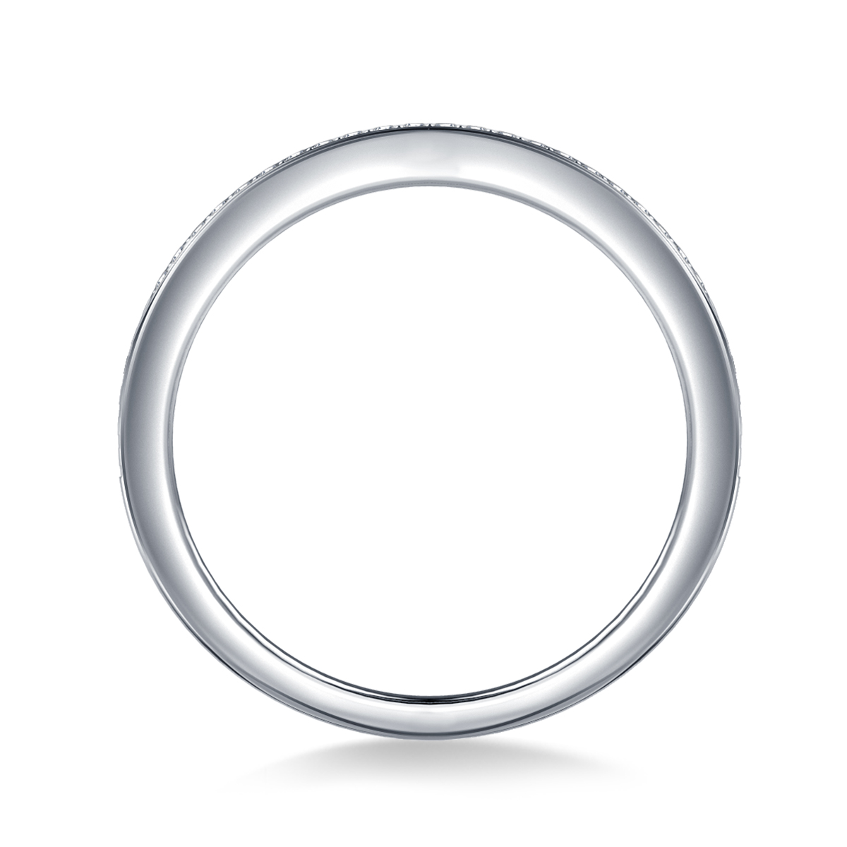Pave Diamond Wedding Band Set Half Way in 14K White Gold (1/8 cttw.) view 2
