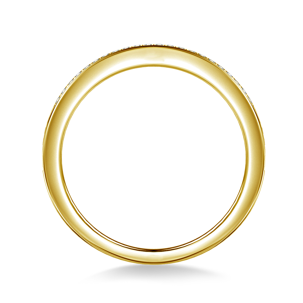 Pave Diamond Wedding Band Set Half Way in 14K Yellow Gold (1/8 cttw.) view 2