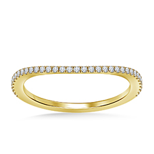 Matching Curved Wedding Band with Prong Set Diamonds in 14K Yellow Gold (1/8 cttw.)