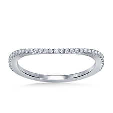 Matching Curved Wedding Band with Prong Set Diamonds in 18K White Gold (1/8 cttw.)
