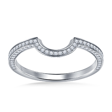 Curved Diamond Wedding Band with Pave Settings Designed to Match in 14K White Gold (1/3 cttw.)