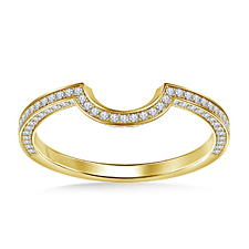 Curved Diamond Wedding Band with Pave Settings Designed to Match in 14K Yellow Gold (1/3 cttw.)