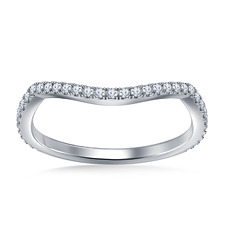 Matching Diamond Wedding Band Spiral Twist Design Prong Settings 18K White Gold (1/4 cttw.)