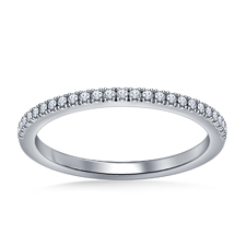 Matching Diamond Wedding Band with Prong Settings Set Half Way in 14K White Gold (1/8 cttw.)