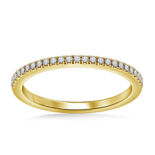 Matching Diamond Wedding Band with Prong Settings Set Half Way in 14K Yellow Gold (1/8 cttw.)