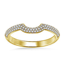Pave Set Matching Wedding Band with Curve Detail in 14K Yellow Gold (3/8 cttw.)