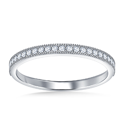 Diamond Pave Wedding Band with Milgrain Edge in 14K White Gold (1/5 cttw.)