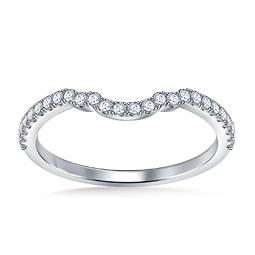 Diamond Curved Wedding Band with Prong Setting in 14K White Gold (1/4 cttw.)