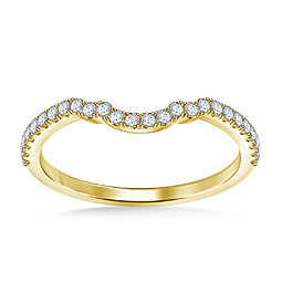 iDiamond Curved Wedding Band with Prong Setting in 14K Yellow Gold (1/4 cttw.)