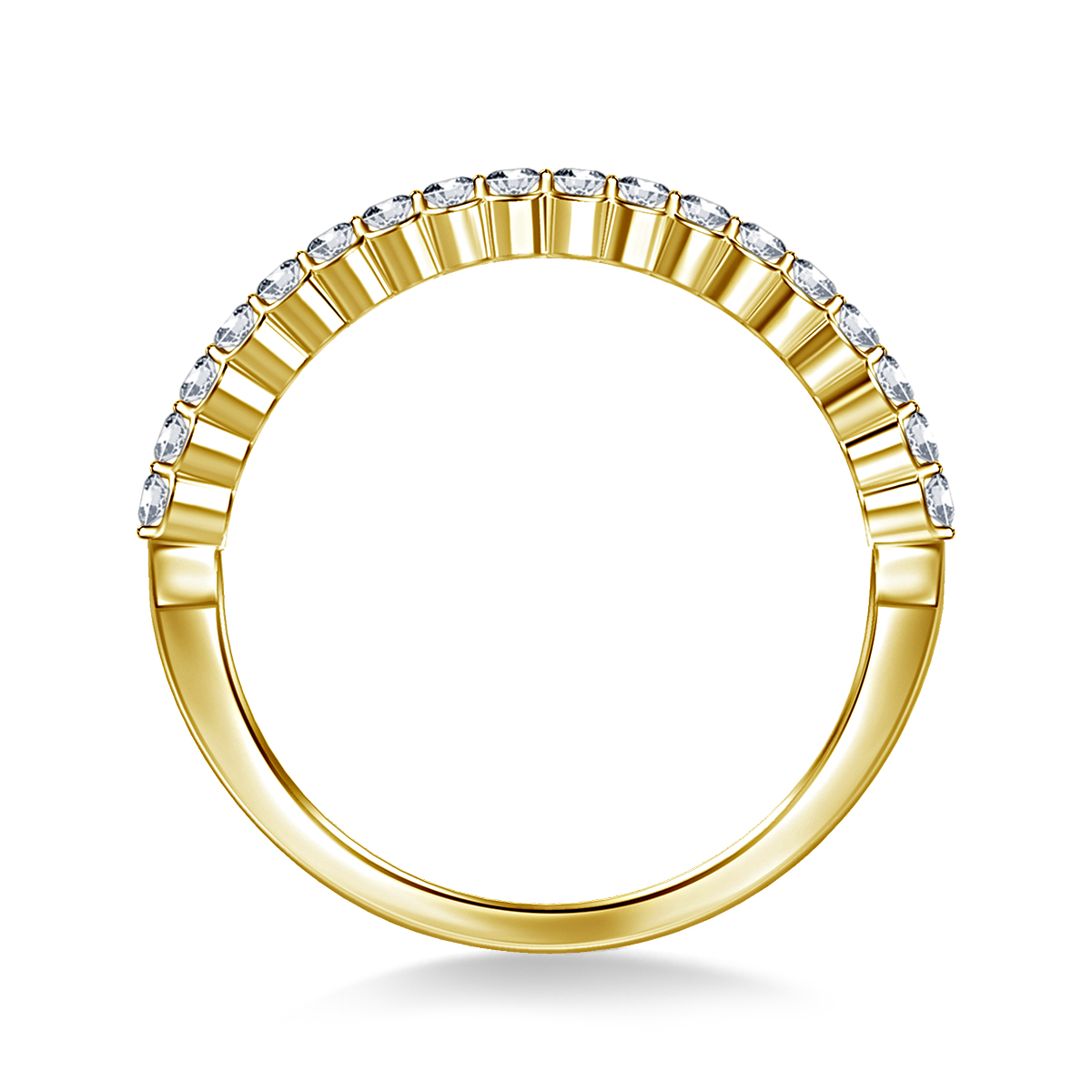 Diamond Wedding Band with Prong Settings and Clean Alluring Lines in 14K Yellow Gold (3/8 cttw.) view 2