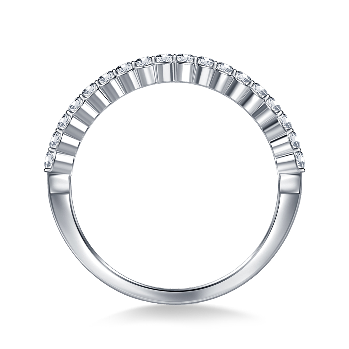 Diamond Wedding Band with Prong Settings and Clean Alluring Lines in Platinum (3/8 cttw.) view 2