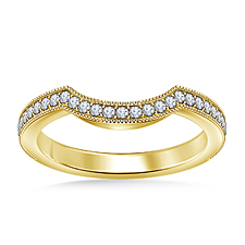 Curved Diamond Wedding Band with Pave Setting and Milgrain Detail in 14K Yellow Gold (3/8 cttw.)