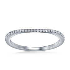 Matching Wedding Band with Curved Design and Prong Settings in 14K White Gold (1/8 cttw.)