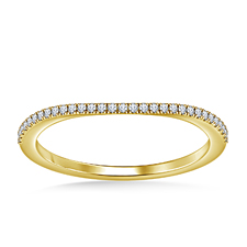Matching Wedding Band with Curved Design and Prong Settings in 14K Yellow Gold (1/8 cttw.)