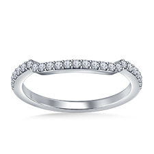 Matching Diamond Wedding Band with Prong Settings and Stacking Curved Design in 18K White Gold (1/4 cttw.)