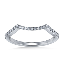 Matching Diamond Wedding Band with Curved Design and Prong Settings in 14K White Gold (1/4 cttw.)