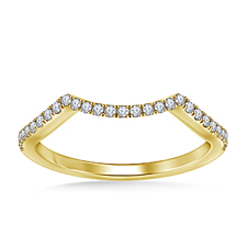 Matching Diamond Wedding Band with Curved Design and Prong Settings in 14K Yellow Gold (1/4 cttw.)