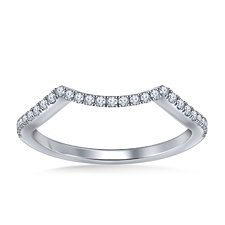 Matching Diamond Wedding Band with Curved Design and Prong Settings in 18K White Gold (1/4 cttw.)