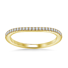 Petite Diamond Wedding Band Curved Design in 14K Yellow Gold (1/6 cttw.)