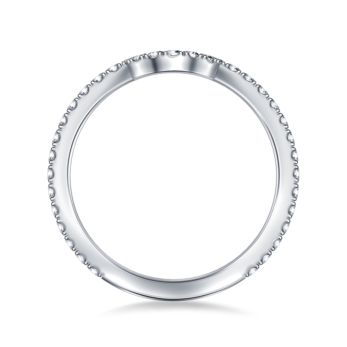 Diamond Wedding Band with Curve in 14K White Gold (1/3 cttw.) view 2