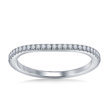 Petite Diamond Wedding Band Curved Design in 18K White Gold (1/6 cttw.)